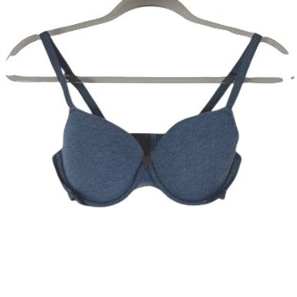 Auden Womens Demi Coverage‎ Lightly Lined T-Shirt Bra Heather Blue 34C